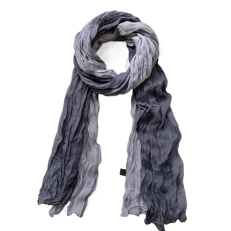 

Женский градиентный шарф с эффектом мятости - Легкий, мягкий, дышащий шарф - Длинная шаль, шарф в ретро этническом стиле, богемный шарф-шаль для пляжного курорта