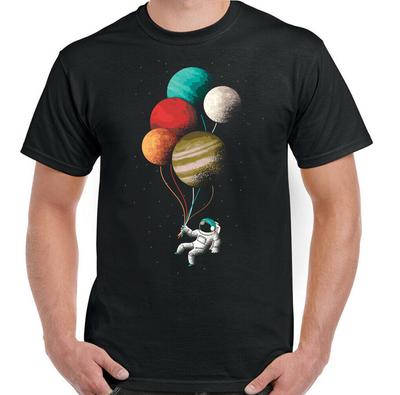 Astronaut T-SHIRT Spaceman Balloon Planets Universe Cosmos Space Tee Top