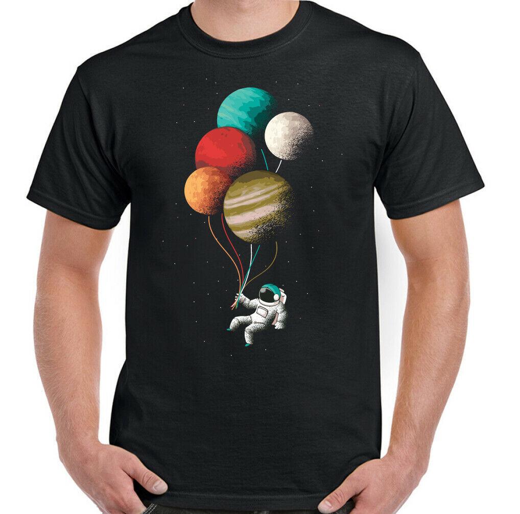 Astronaut T-SHIRT Spaceman Balloon Planets Universe Cosmos Space Tee Top