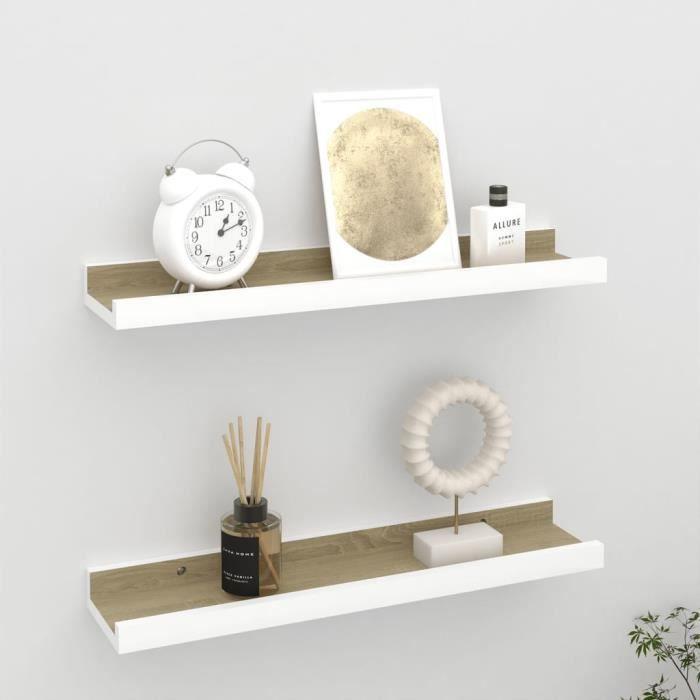VidaXL Étagères murales 2 pcs Blanc et chêne Sonoma 40x9x3 cm