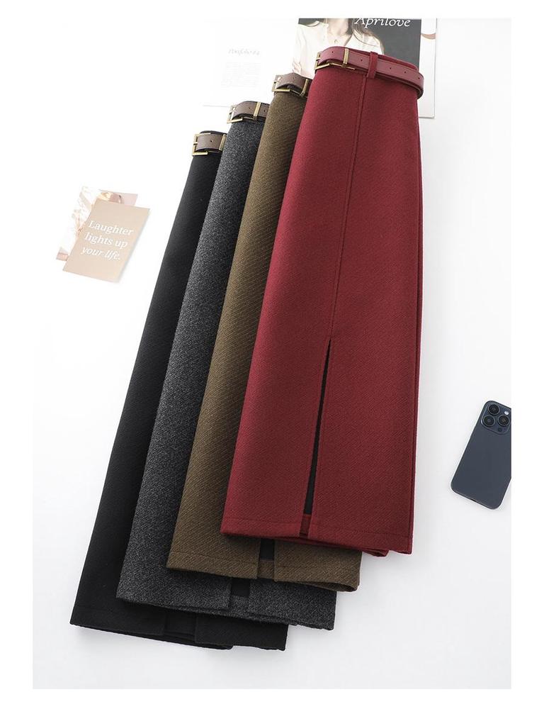 Woolen High-Waist A-Line Midi Skirt for Women - Winter 2025 Collection