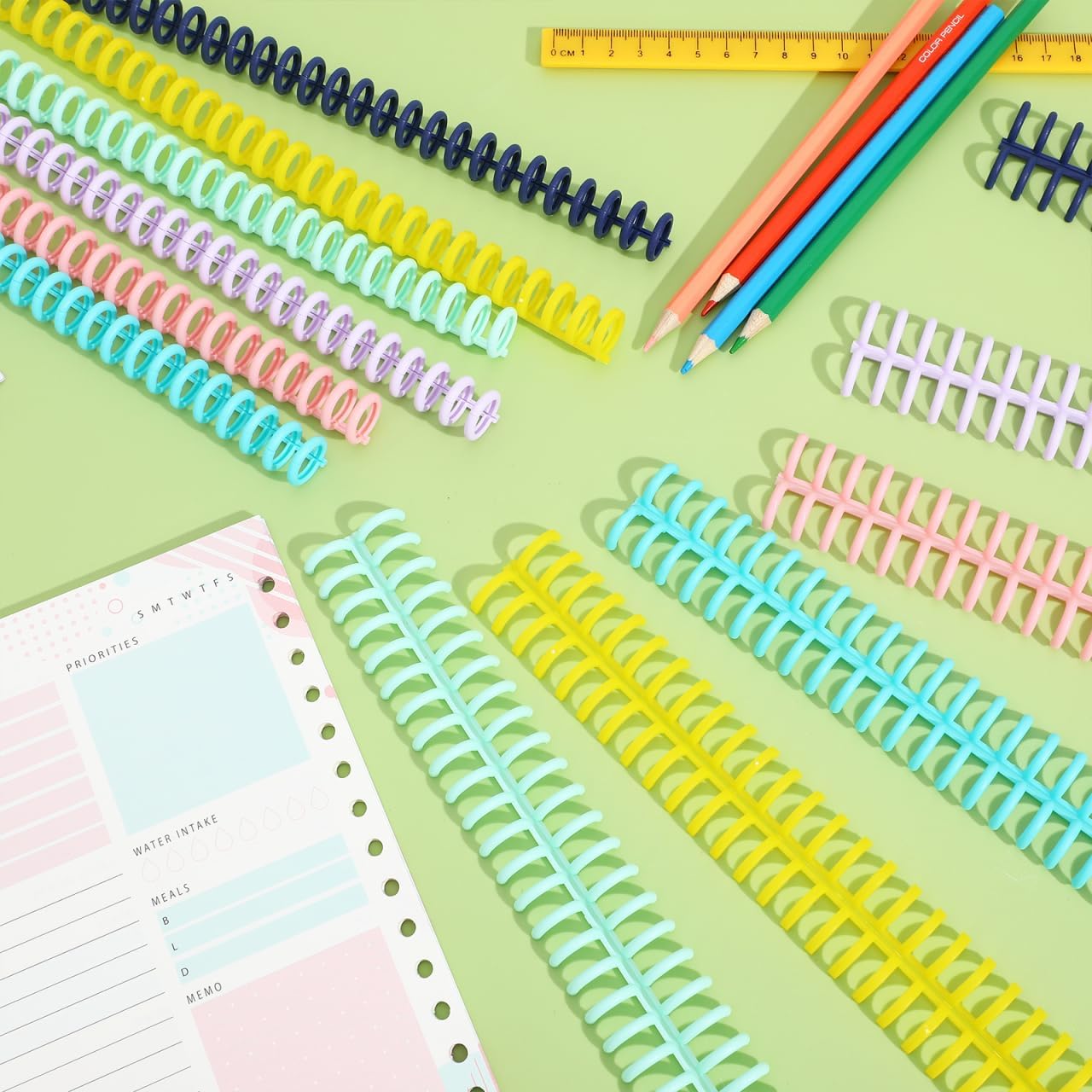 12Pcs Plastic Binding Combs Mixed Color Comb Binding Spines Easy Edit Spines Book Binder for Notebook Calendar File Making