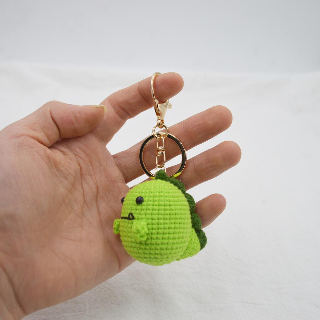 Handmade Crochet Dinosaur Keychain Pendant Wool Yarn Knitted Animal Crafts Crochet Toys Christmas Gifts Home Room Decoration