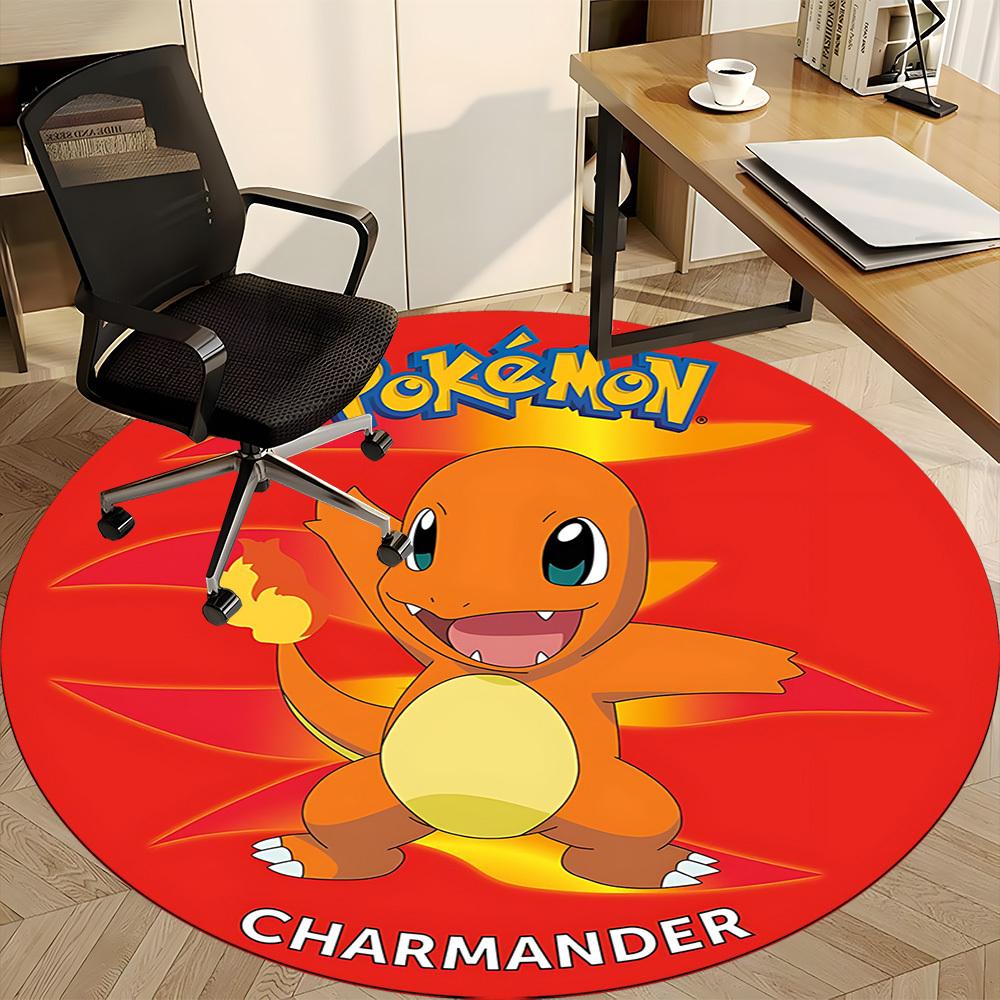 1pc Pokemon Charmander Office Round Area Rug, Indoor Mat Suitable For Office, Under Office Chairs Bedroom Living Room Home Decor, Room Deco