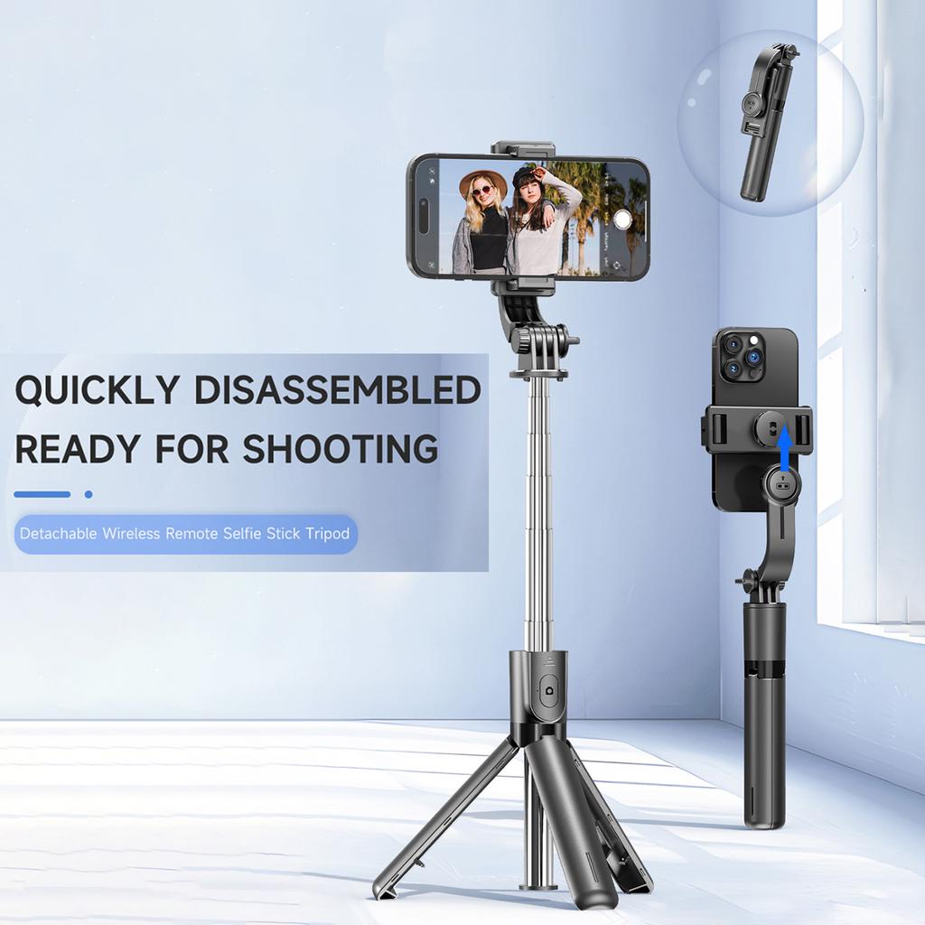 Ausziehbarer Selfie-Stick-Stativ mit Fernauslöser für Telefon, Vielseitig, Ausziehbar, 360 Grad Drehbar, Leicht, Kompakt, Selfie-Stick-Stativ