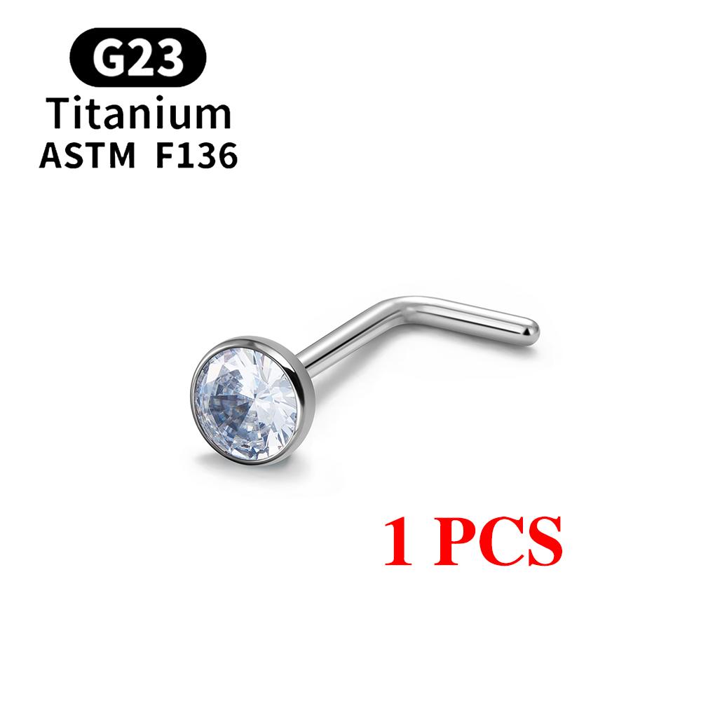 1/10PCS ASTM F136 G23 Titanium Piercing Nose Stud 20G L-Shape Nariz Studs With Zircon 2-3mm Nose Rings Nostril Piercing Jewelry