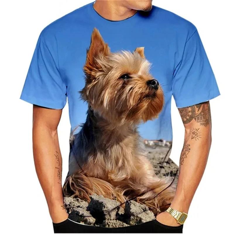 Yorkshire Terrier Pet Dog 3D Print T-Shirts Streetwear Men Women Fashion Short Sleeve T Shirt O-Neck Kids Tees Tops Clothing