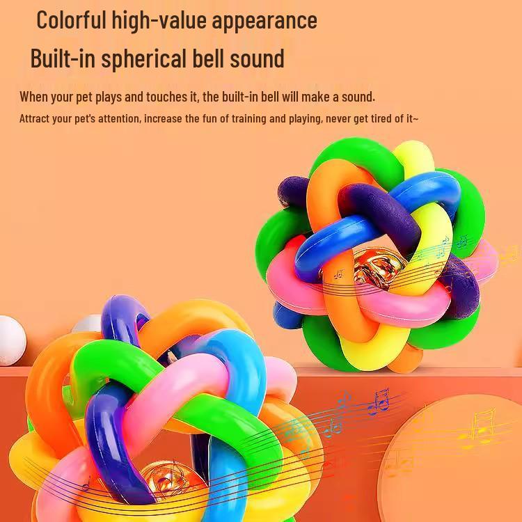 Newcomer Dog Toy: Bite-Resistant Colorful Bell Ball for Teething Puppies