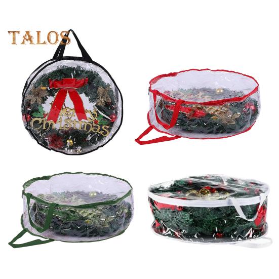 Geantă de depozitare coroană de Crăciun cu mâner Închidere cu fermoar Ghirlande transparente de mare capacitate Mini copaci Organizator rezistent la praf