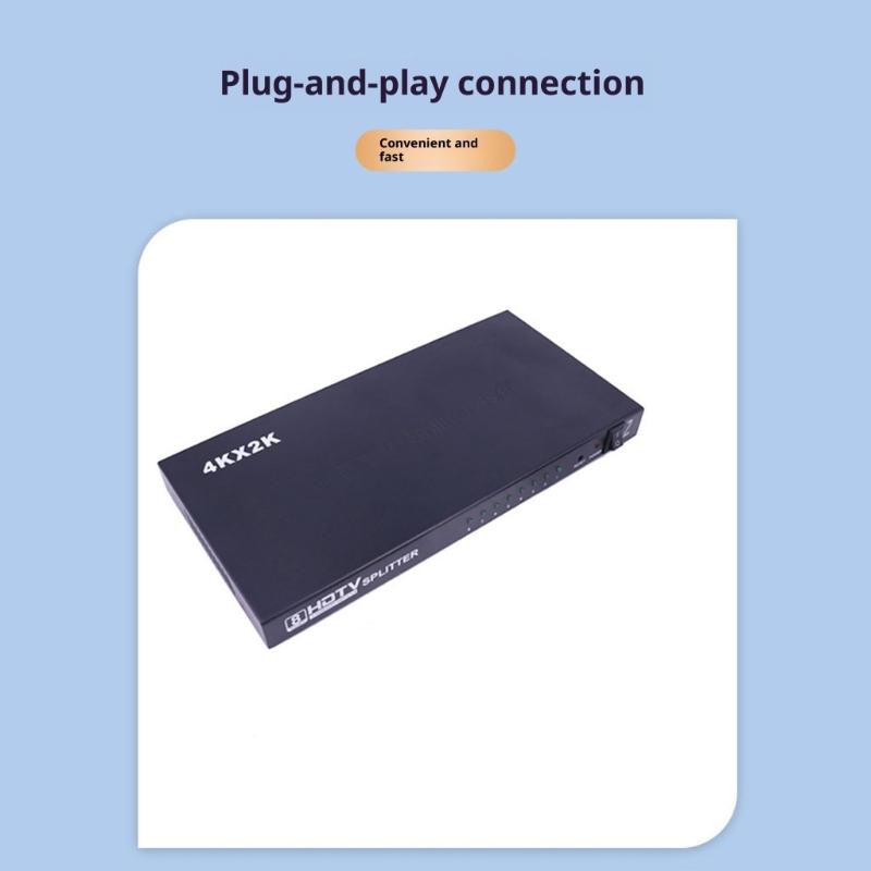 1x8 HDTV Distribution Amplifier With 4K60Hz Resolution Output Intelligent Switching For Gaming Consoles And PC