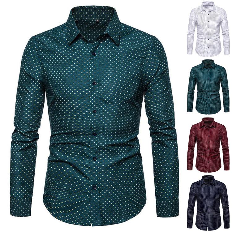 Buy Autumn Men Printed Long Sleeve Office Shirt Men's Business Slim