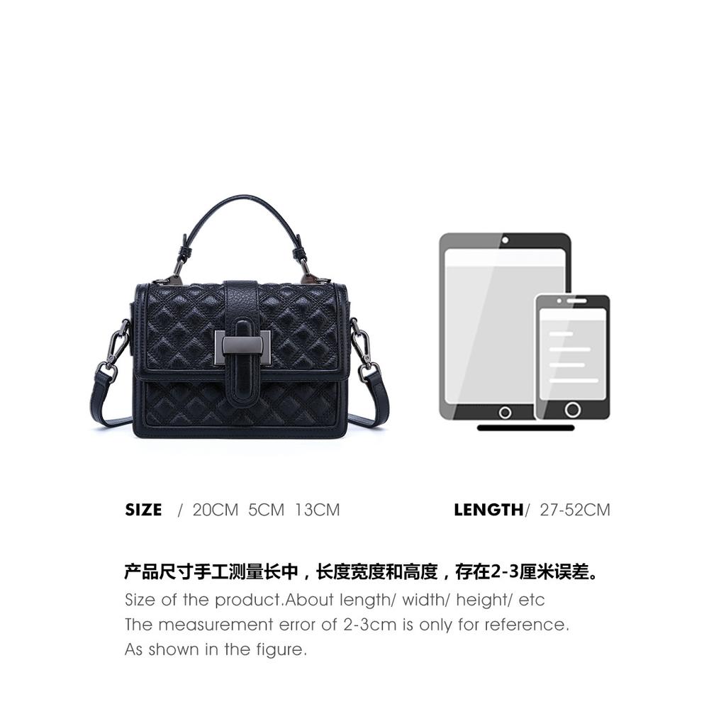 Women'S Bag Summer First Layer Leather Handbag Trendy And Versatile Texture Diamond Messenger Bag Bag