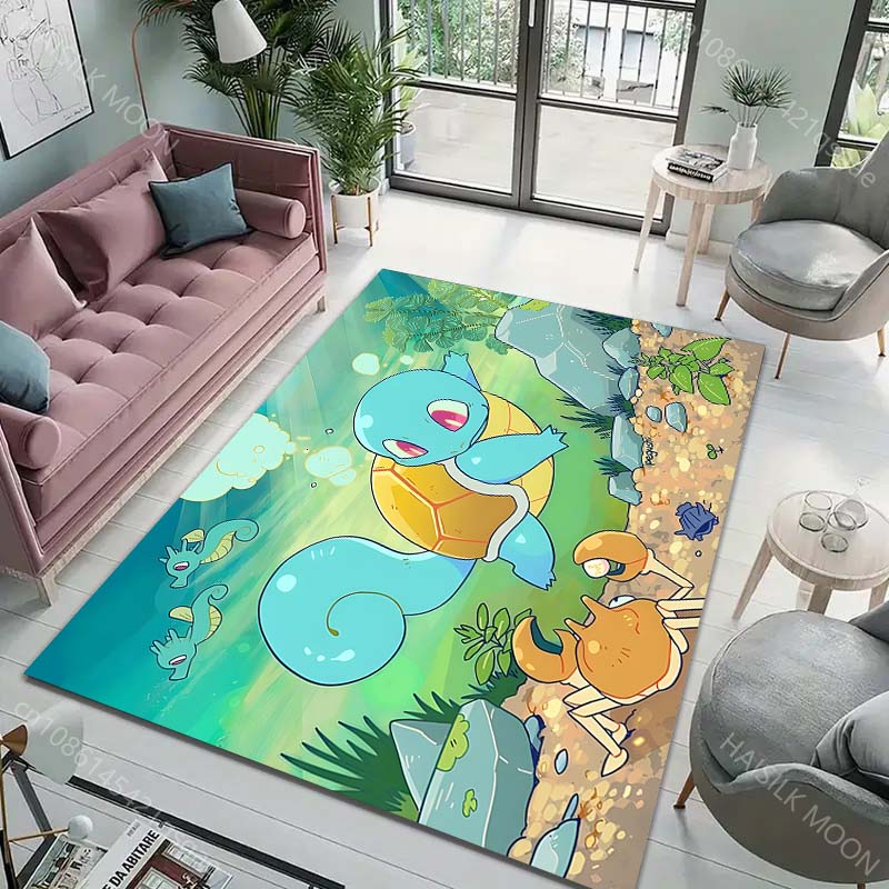 Pocket Monsters Squirtle Print Rug Carpet for Living Room Children Bedroom Mat Sofa Doormat Floor Rug Home Decor Anti Slip Mat