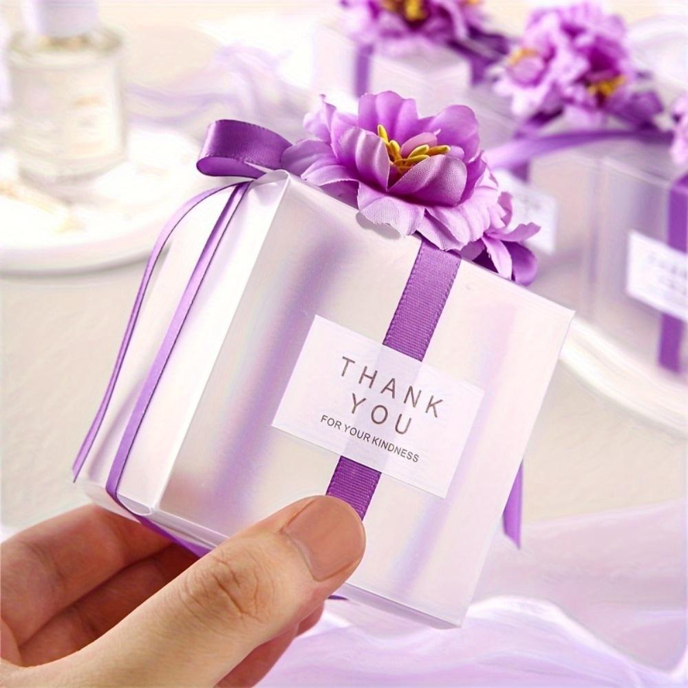 6pcs Transparent Romantic Wedding Candy Boxes Creative Wedding Souvenirs Wedding Square Candy Boxes Business Supplies Packaging Box Wedding Decoration
