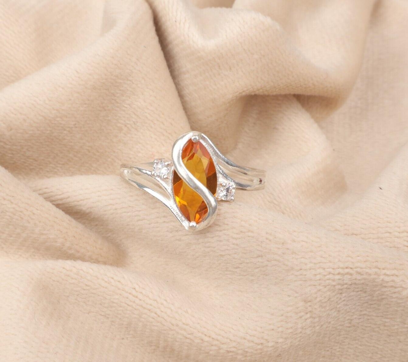 

Натуральный цитрин драгоценный камень 925 стерлинговое серебро ювелирные изделия циркон кольцо подарок для женщин CZR-8-4 7.75