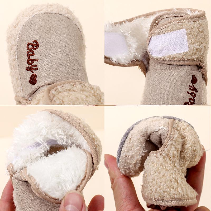 Chaussures d'hiver pour bébé premiers pas: 0-1 an, Chaud doublé polaire, Anti-chute, Bottes de neige mignonnes