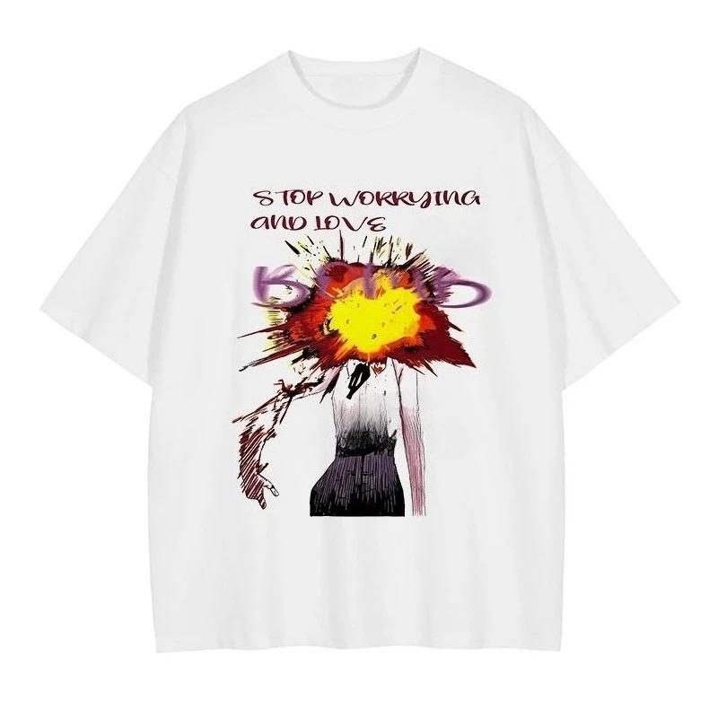 Anime Chainsaw Man Reze Arc T-shirt Man Woman Harajuku Oversized Y2k Short Sleeve O-neck Casual Shirt Gift Female Male Clothing