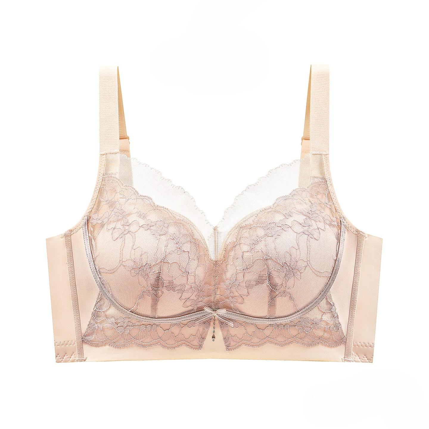 

Women s Summer Lace Small Breasts Gathered To Prevent Sagging and Redressing The Pair of Breast Underwear 40/90AB рожевий/тілесний