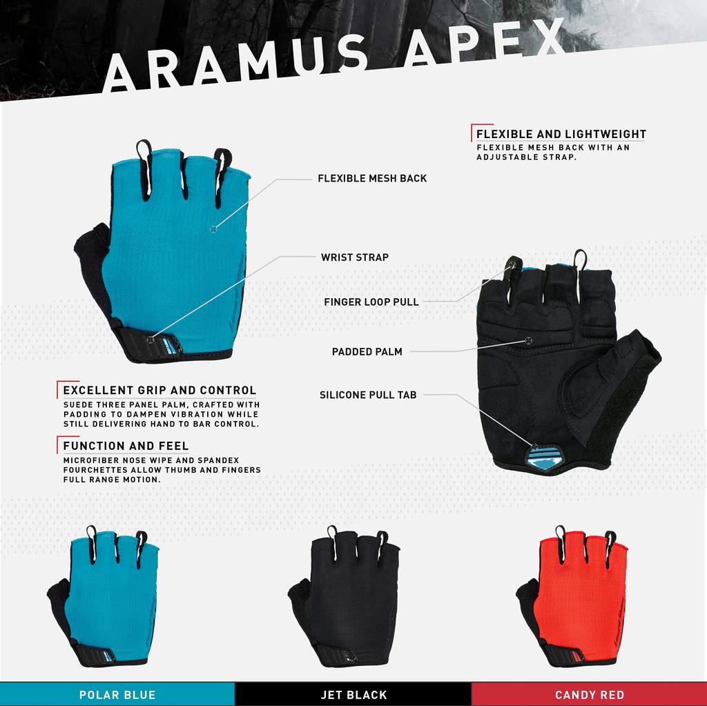 Lizard Skins Aramus Apex Cycling Short Jet XL Gloves, Finger, Black, (AAP10011)