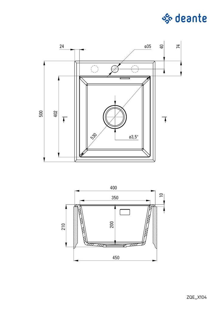 Zlewozmywak Granitowy 1-Komorowy Alabaster Stal Zqe A104