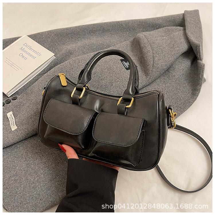 Premium Niche Bag Women's Double Pocket Retro 2025 New Casual Versatile Messenger Bag Portable Pillow Bag