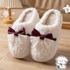 Bow-tie fluffy slippers  new autumn and winter home interior piled thickened warm non-slip cotton drag men