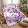Framed Magical Unicorn Theme Blanket Lightweight Warm Flannel Blanket Decorative Throw Blanket for Home Decoration