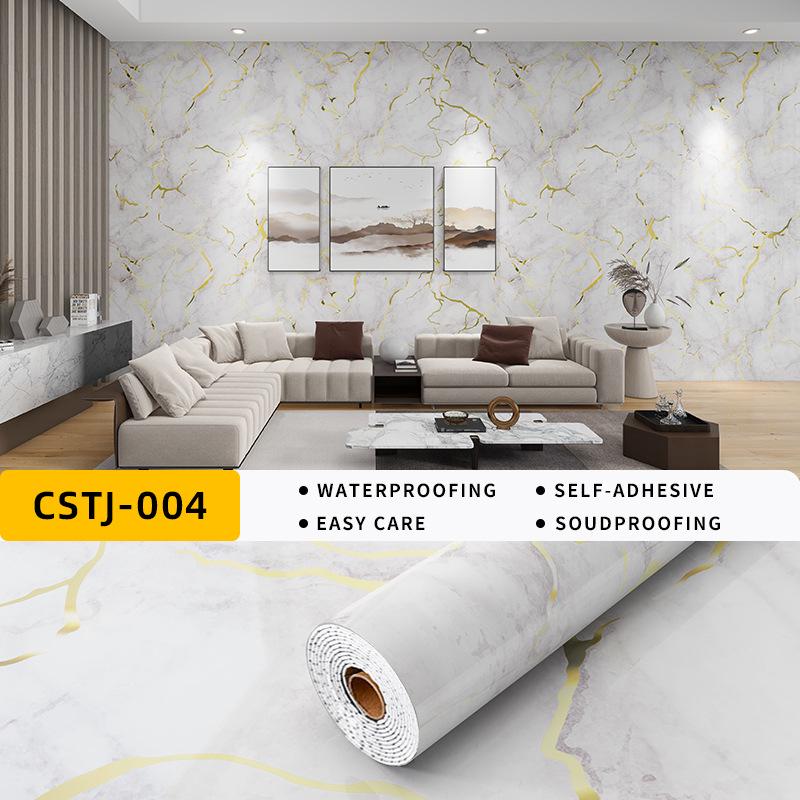 Self-Adhesive Waterproof Imitation Marble Tile Wall Sticker for Bathroom, Living Room, Kitchen, and TV Background.