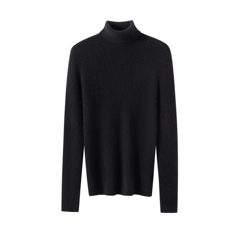 Women's 100% Cashmere High Neck Sweater - Autumn/Winter Rib Knit Base Layer