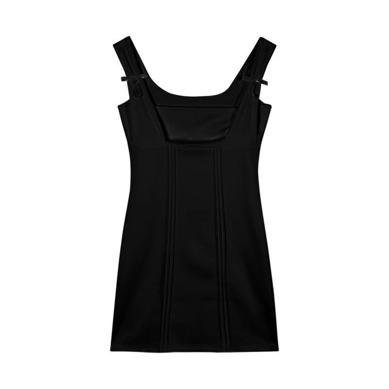 Little Black Dress For Women With Waist Tie And Sleeveless Design For Summer 2025