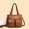 High Quality Large Capacity Soft Leather Women Totes Bags Vintage Luxury Ladies Handbags Fashion Solid Female Messenger Tote Sac