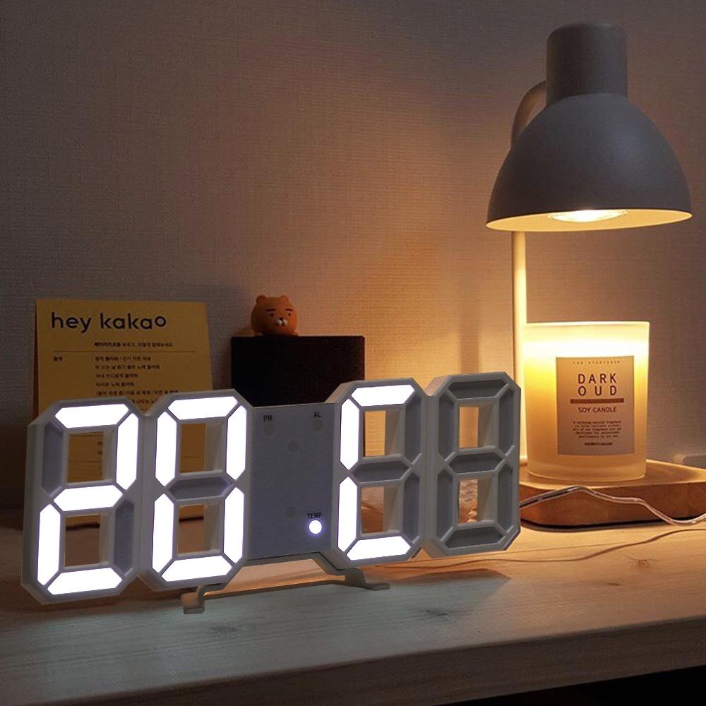 Ceas de perete cu alarmă digitală 3D LED, ceas de masă, ceas de birou, oră/dată/temperatură pentru living/birou/cameră/decorare casă