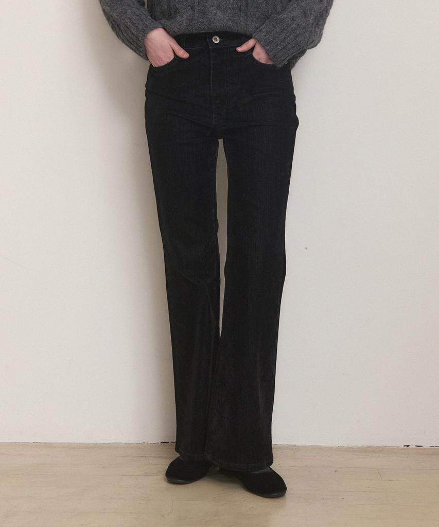 ADAUL Velvet Warm Boots Cut Pants - Black