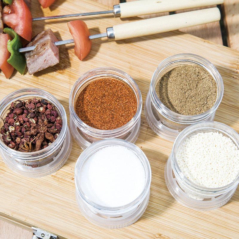 Camping Spice Kit Portable Travel Spice Container Bag With 5 Clear Seasoning Bottles Travel Spice Holder Condiment Container Set