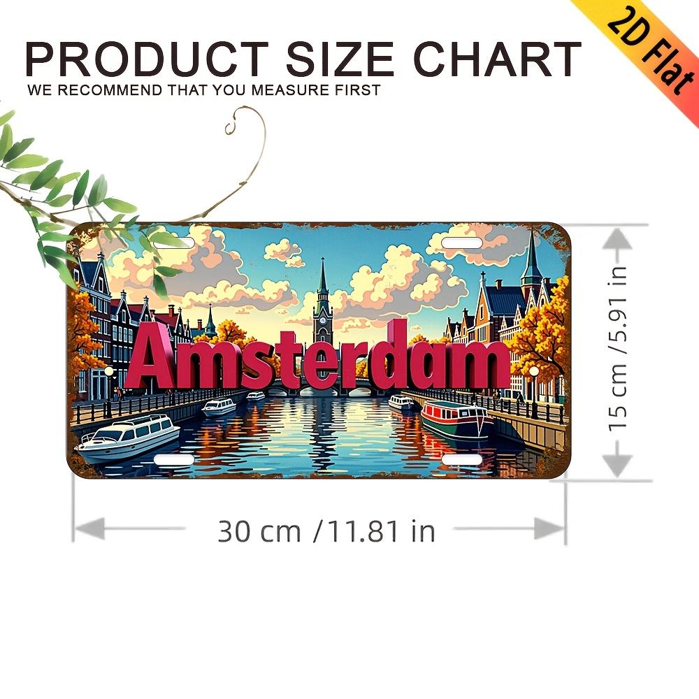 

Amsterdam Vintage Metal Tin Sign, 2D Flat Aluminum Decorative Plaque, 6x12 Inches, Wall Hanging, Multipurpose for Home, Bar 15x30cm(5.9x7.8inch)