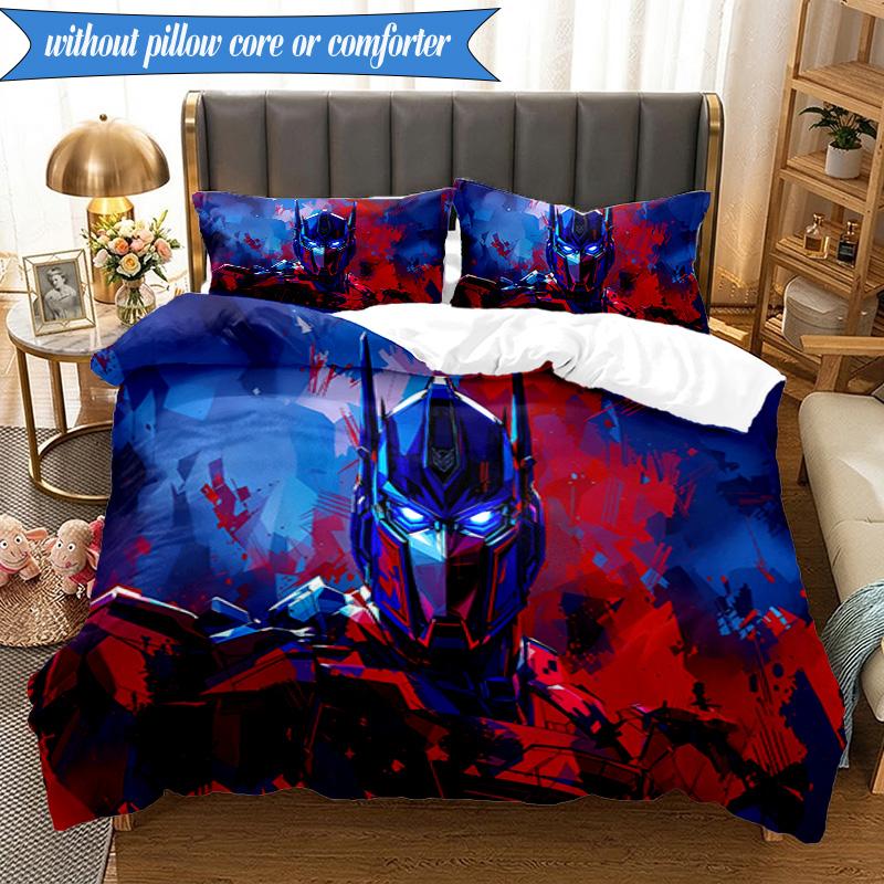 3PCS Trans-formers Printed Bedding Set For Bedroom dormitory,  Includes 1 Duvet Cover & 2 Pillowcases for All Seasons Home Decor Fan gifts