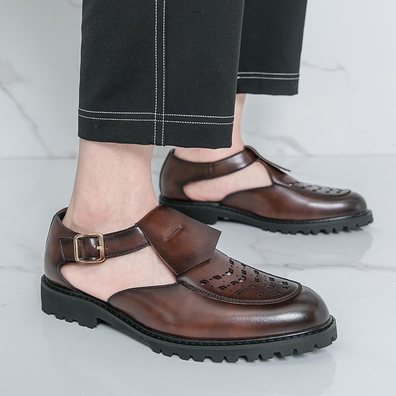 Fashion New men's breathable leather shoes Classic British style Party or work business 38-46 Hot selling shoes in plus size Sandals
