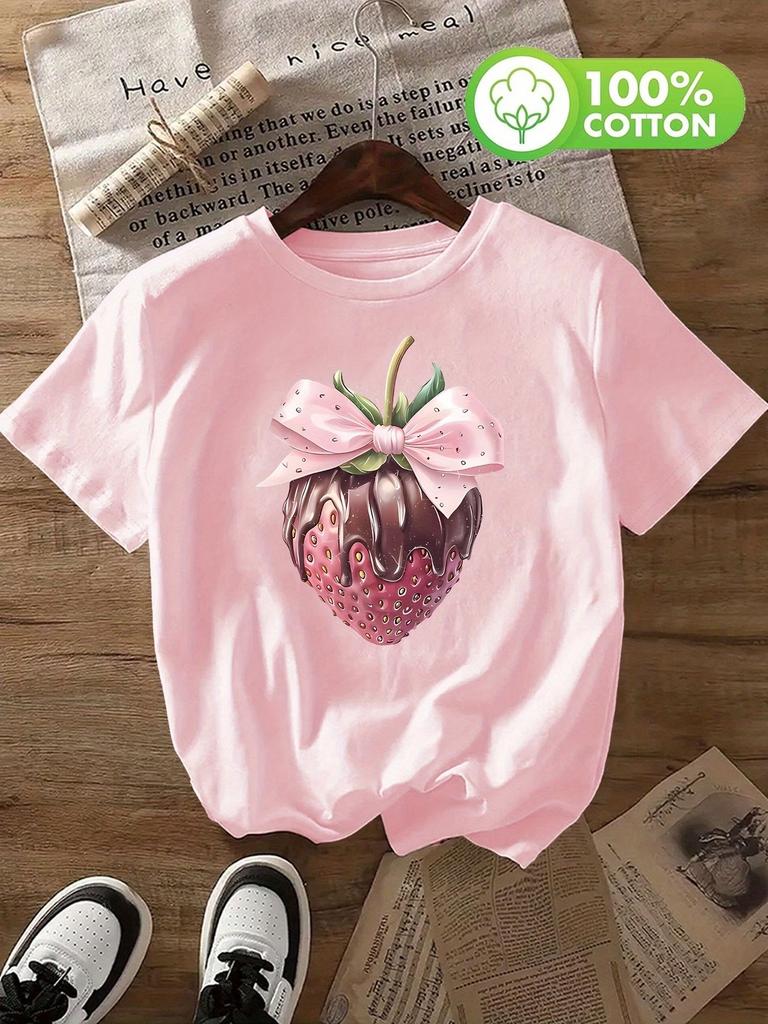 Sweet Strawberry Unisexs 100 Cotton Print Tshirt Fashion Crew Neck Short Sleeve Top Vintage Shirt Graphic T Shirts