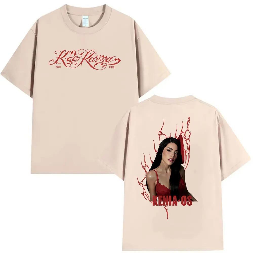 Singer Kenia Os K De Karma Tour 2026 Print T Shirts Men Women Harajuku Vintage Fashion Oversized Cotton T-shirt Loose Streetwear