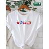 Europäische Größe 1 Stück Gemischte Früchte Grafik-T-Shirt, Lässiges Rundhals-Kurzarm-T-Shirt, Strickstoff mit leichter Dehnung
