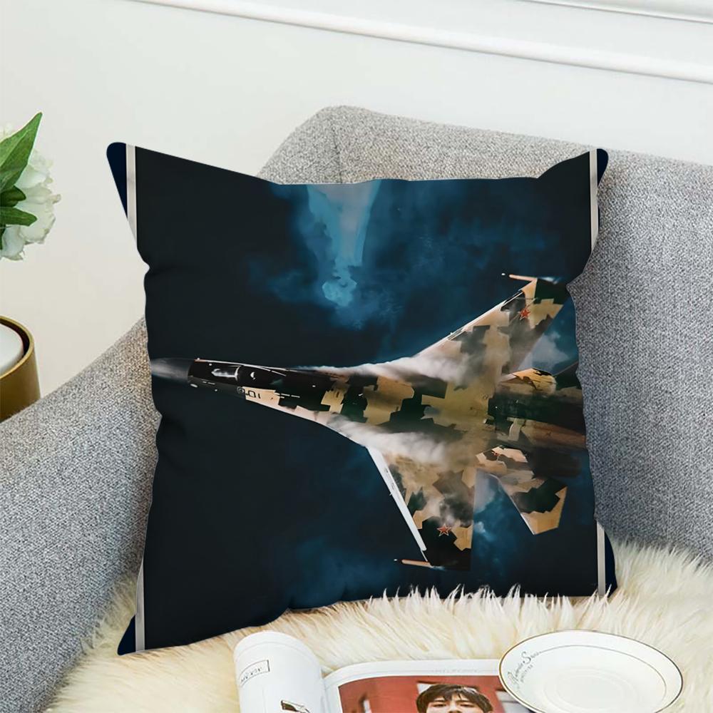 Russia Modern Fighter Jets Pillow Case For Car Sofa Decorative Home Double-sided Print Plush Square Throw Pillow Cushion Cover