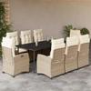 VidaXL 9-Piece Garden Dining Set with Cushions, Table and Chairs with Adjustable Backrest, Outdoor Furniture, 3212811