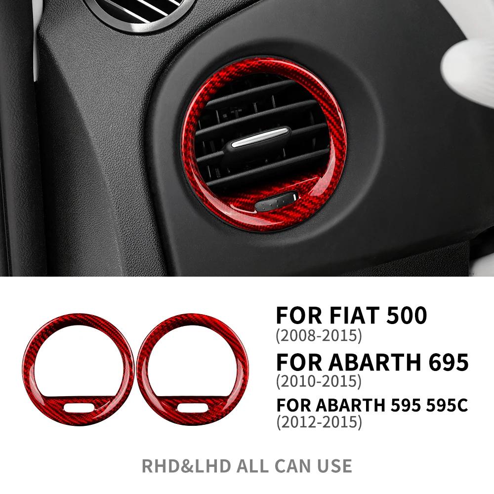 For Abarth 595 2012-2015 Abarth 695 2010-2015 Fiat 500 2008-2015 Real Hard Carbon Fiber LHD RHD Car Inner Air Vent Frame Sticker