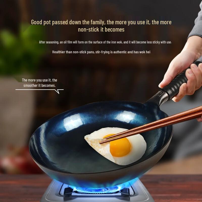 Handmade Zhangqiu Cooked Iron Non-stick Wok