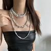 European Multi-layer Heavy Pearl Cross Pendant Necklace, Fashion Women Clavicle Choker Jewelry