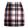 Women's High Waist Plaid Wool Pencil Mini Skirt