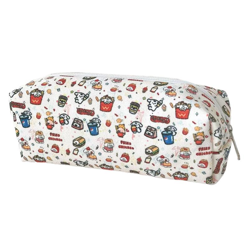 Portable Pen Storage Bag Cartoon Red Apple Puppy Printed Pencil Case Large Capacity Stationery Makeup Bag Gifts