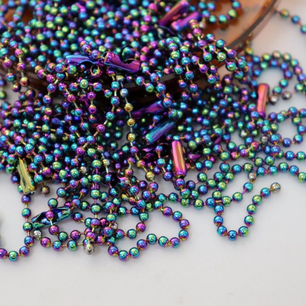 Colorful Iridescent Glass Bead Chain for Plush Toys and DIY Jewelry Accessories