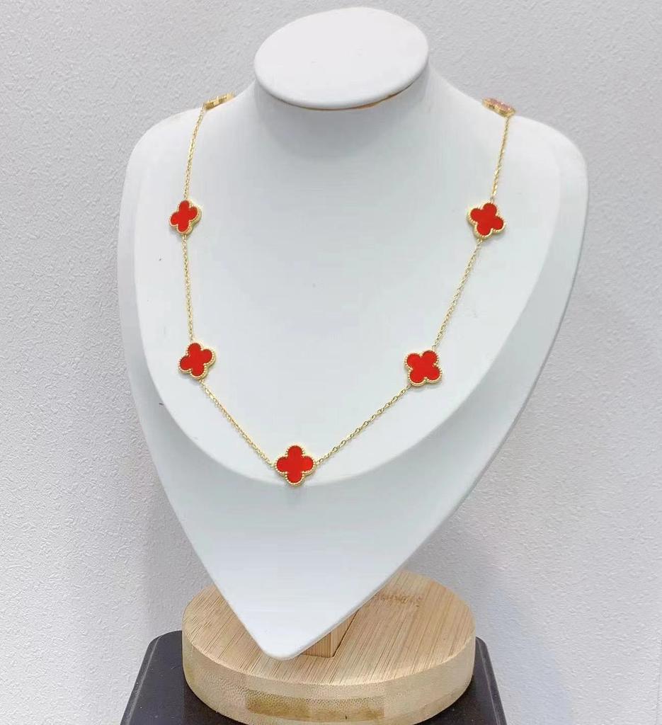 Collana Quadrifoglio Portafortuna Donna – Acciaio Inossidabile, Ciondolo Delicato Con Catena Doppio Strato (Oro/Argento)