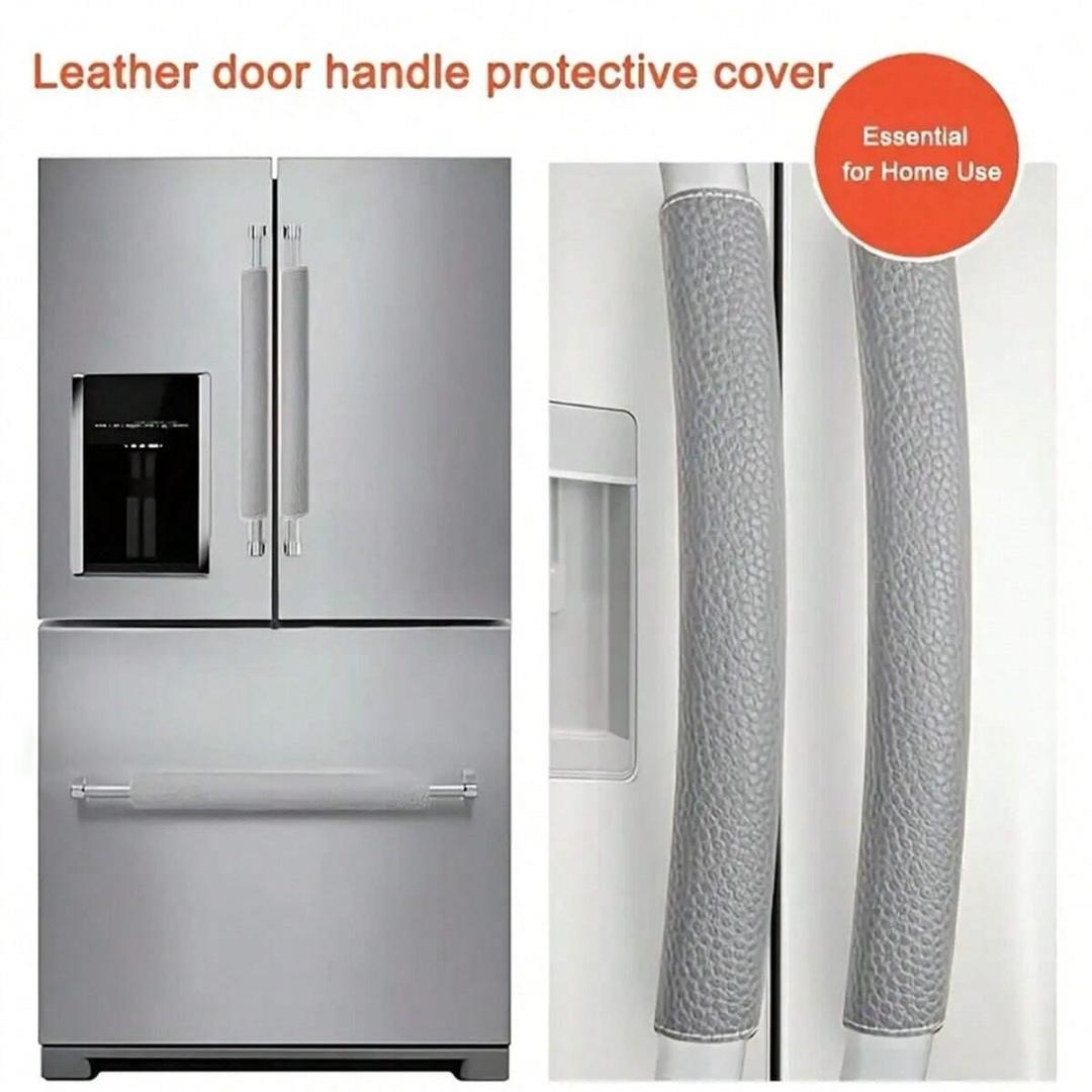 

PU Leather Refrigerator Door Handle Cover Clean Adjustable Fridge Door Handle Cover Protective Appliance Handle Covers Household S темно серый